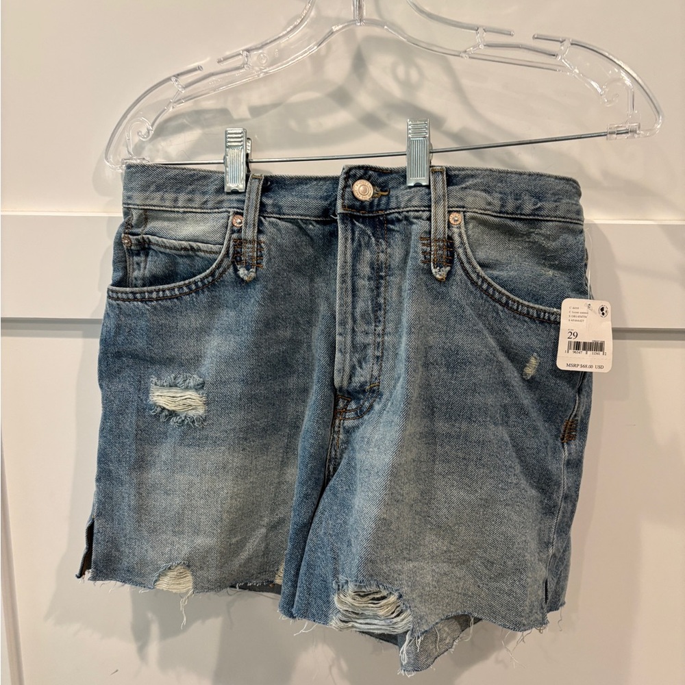 We The Free Distressed Light Blue Denim Jean Shorts